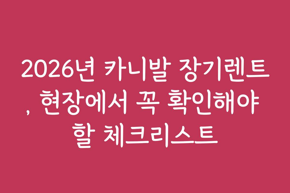 2026년 카니발 장기렌트, 현장에서 꼭 확인해야 할 체크리스트