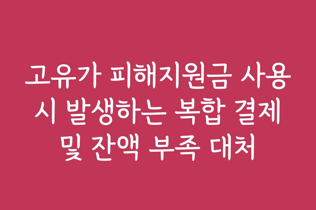 고유가 피해지원금 사용 시 발생하는 복합 결제 및 잔액 부족 대처