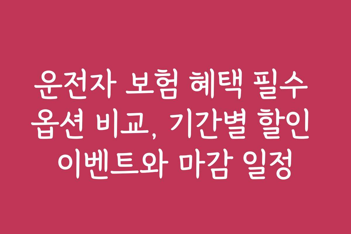 운전자 보험 혜택 필수 옵션 비교, 기간별 할인 이벤트와 마감 일정