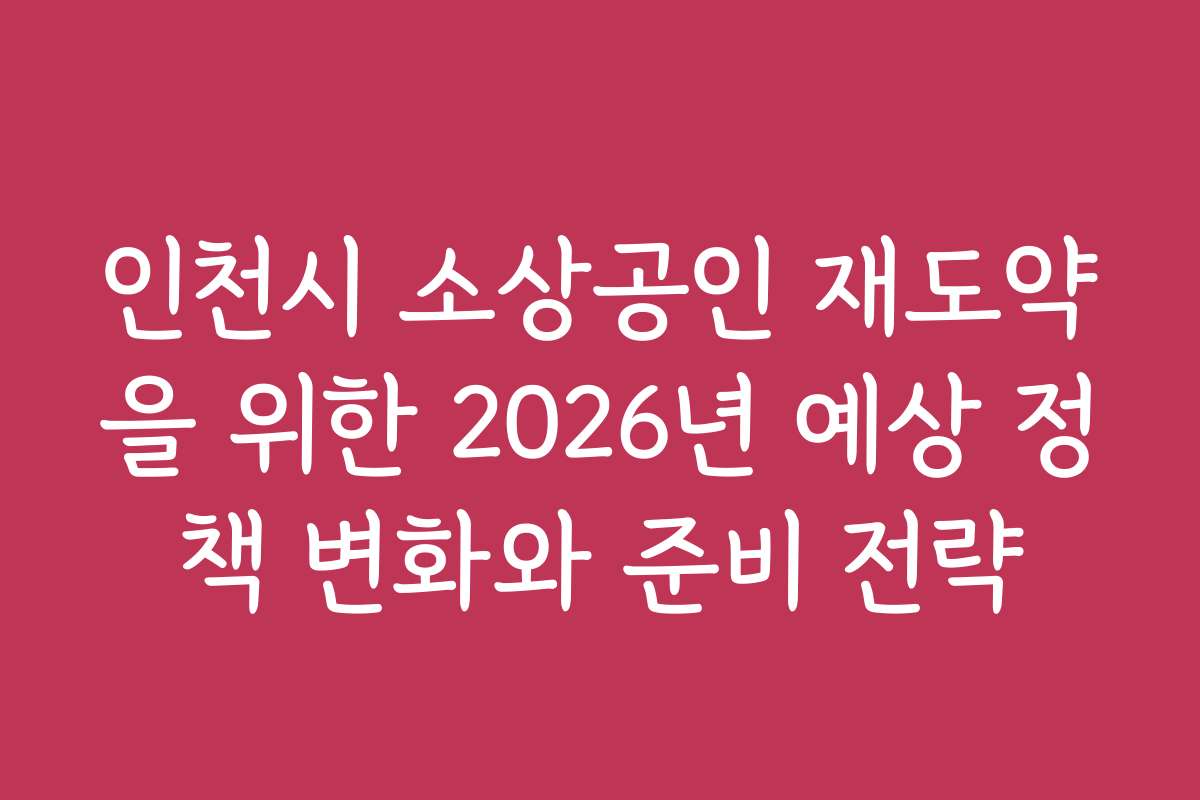 인천시 소상공인 재도약을 위한 2026년 예상 정책 변화와 준비 전략
