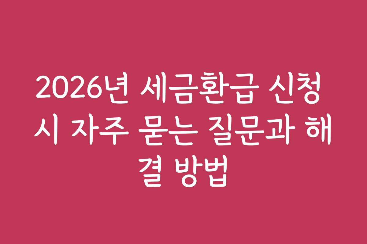 2026년 세금환급 신청 시 자주 묻는 질문과 해결 방법