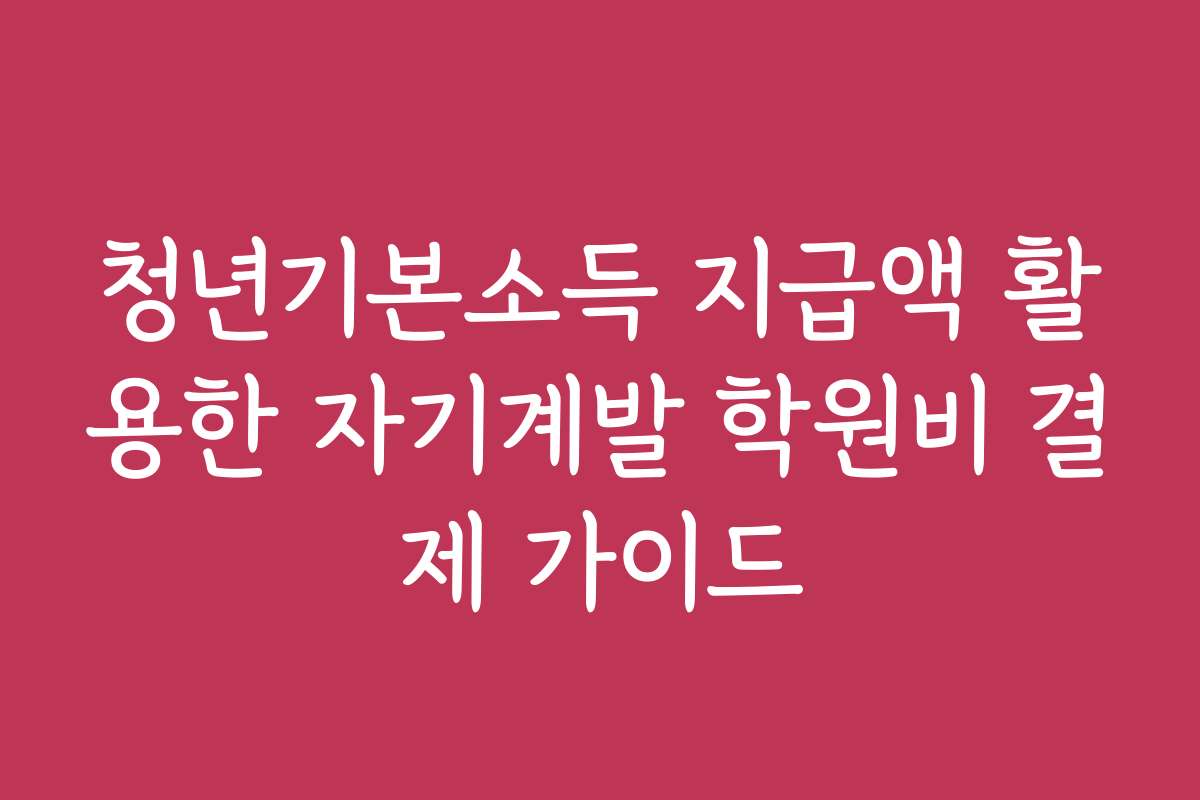 청년기본소득 지급액 활용한 자기계발 학원비 결제 가이드