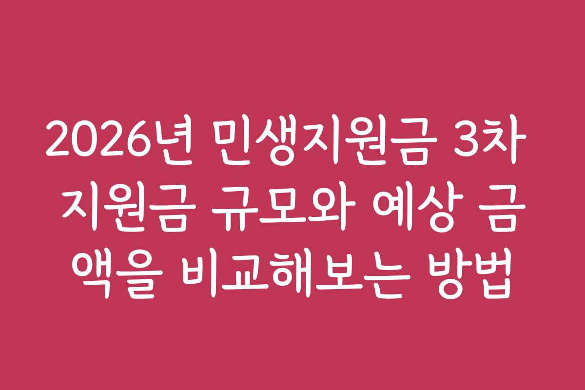 2026년 민생지원금 3차 지원금 규모와 예상 금액을 비교해보는 방법