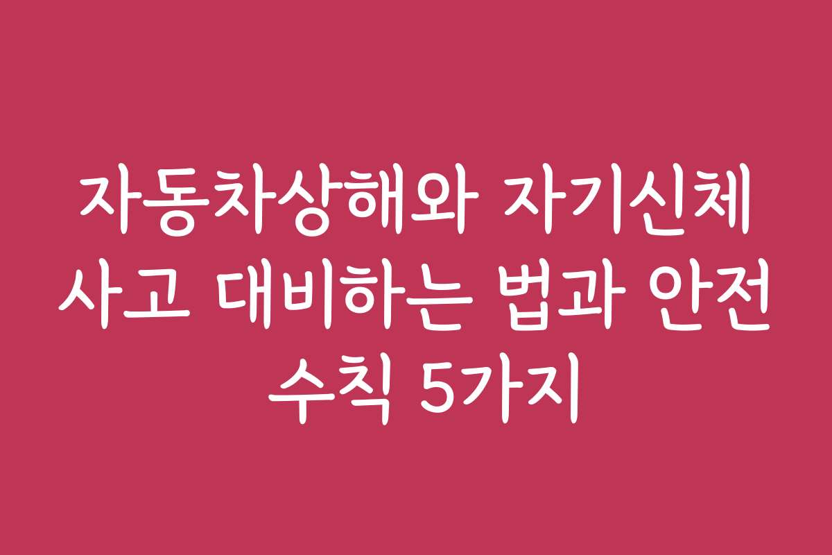 자동차상해와 자기신체사고 대비하는 법과 안전 수칙 5가지