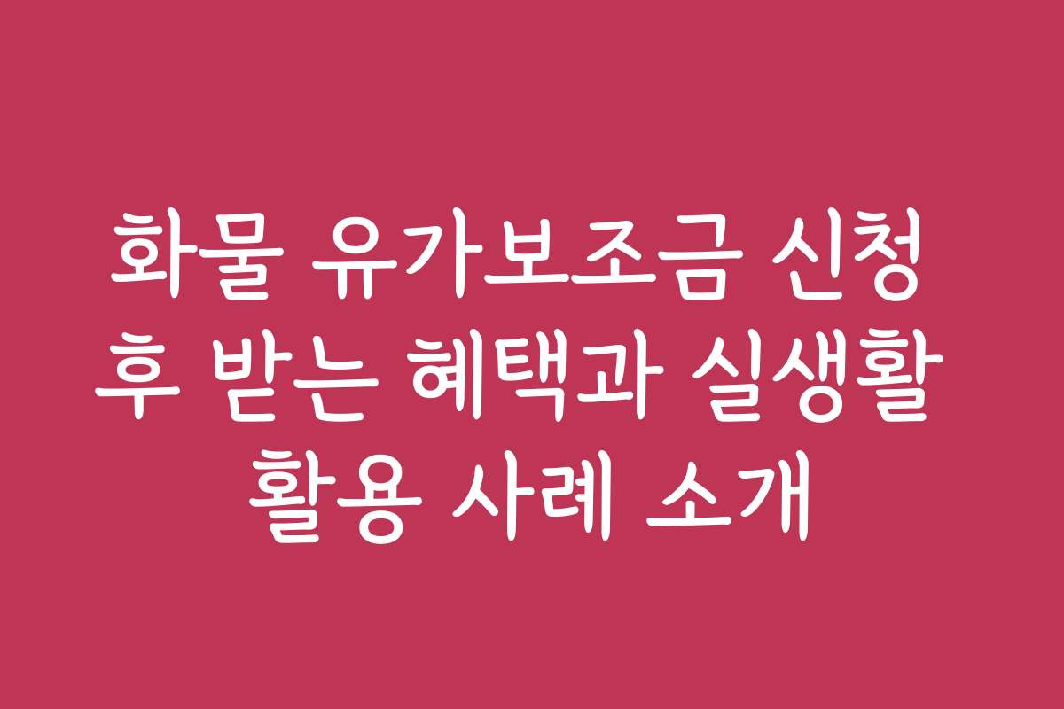 화물 유가보조금 신청 후 받는 혜택과 실생활 활용 사례 소개