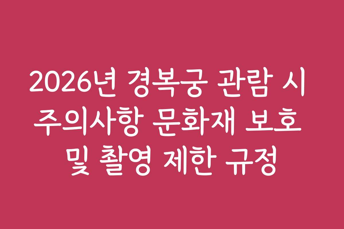 2026년 경복궁 관람 시 주의사항 문화재 보호 및 촬영 제한 규정
