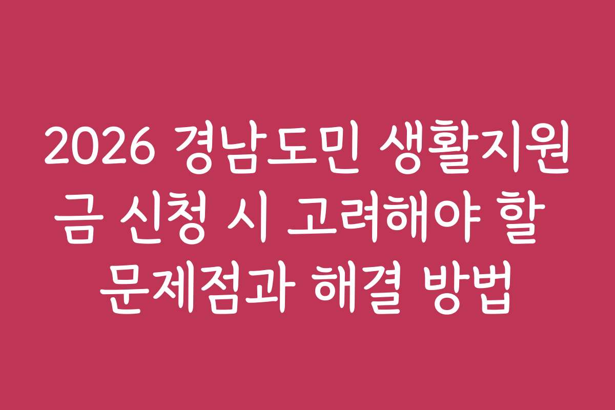 2026 경남도민 생활지원금 신청 시 고려해야 할 문제점과 해결 방법