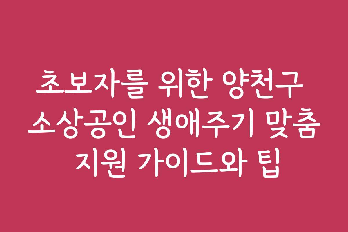초보자를 위한 양천구 소상공인 생애주기 맞춤 지원 가이드와 팁