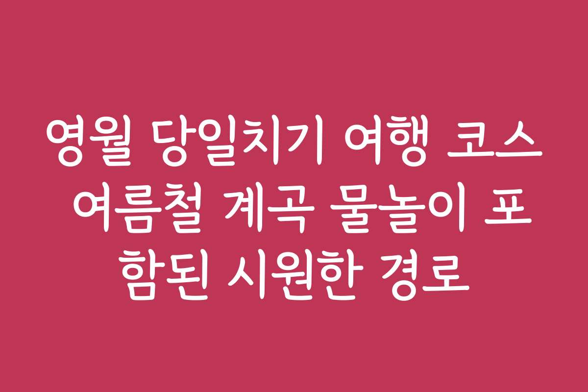 영월 당일치기 여행 코스 여름철 계곡 물놀이 포함된 시원한 경로