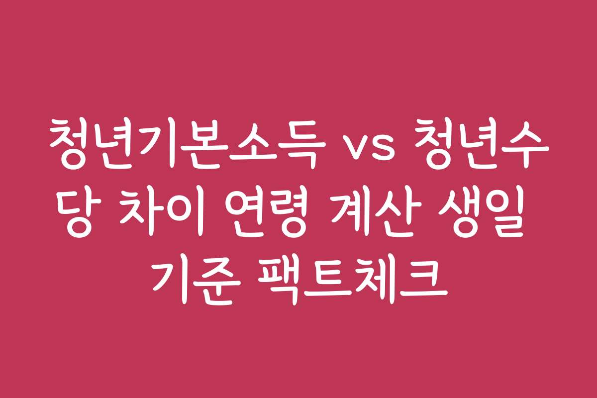 청년기본소득 vs 청년수당 차이 연령 계산 생일 기준 팩트체크