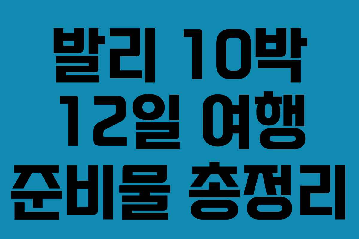 발리 10박 12일 여행 준비물 총정리