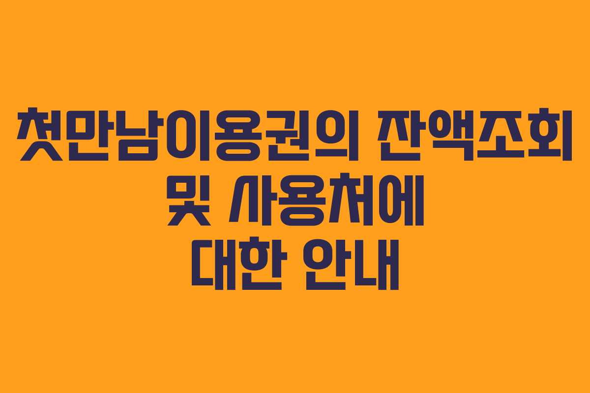 첫만남이용권의 잔액조회 및 사용처에 대한 안내