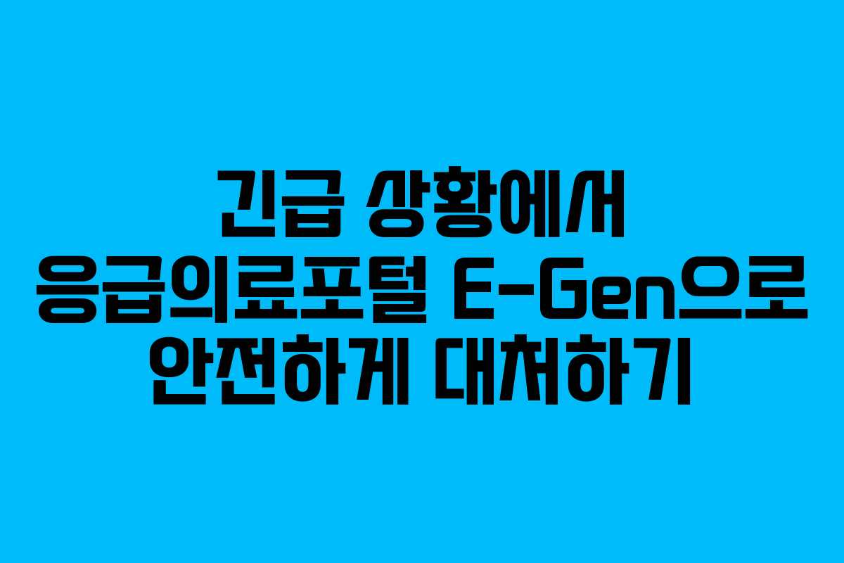 긴급 상황에서 응급의료포털 E-Gen으로 안전하게 대처하기