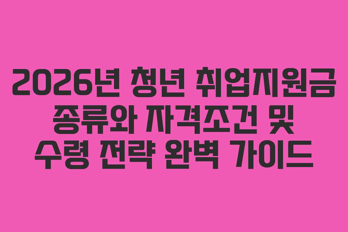 2026년 청년 취업지원금 종류와 자격조건 및 수령 전략 완벽 가이드