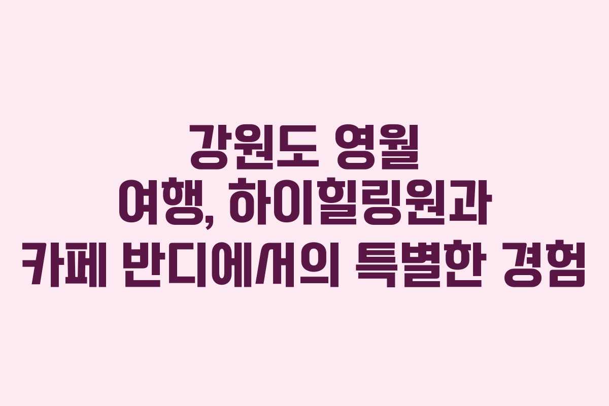 강원도 영월 여행, 하이힐링원과 카페 반디에서의 특별한 경험