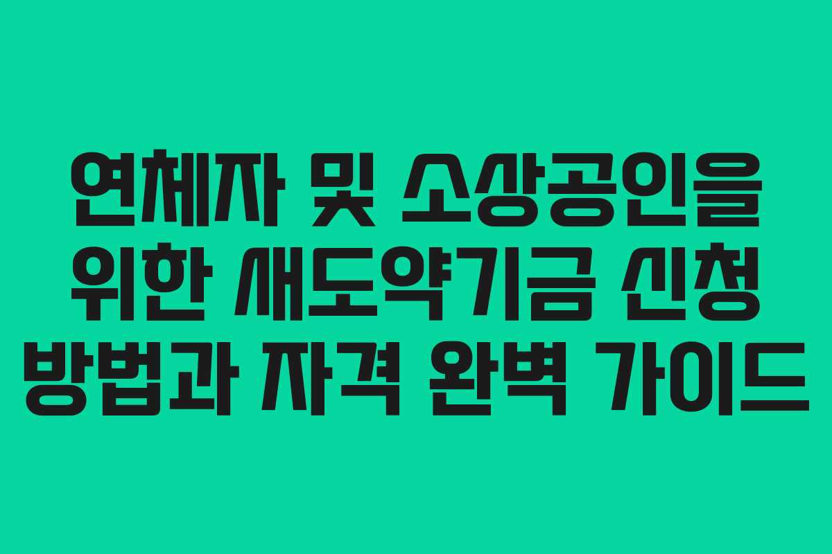 연체자 및 소상공인을 위한 새도약기금 신청 방법과 자격 완벽 가이드
