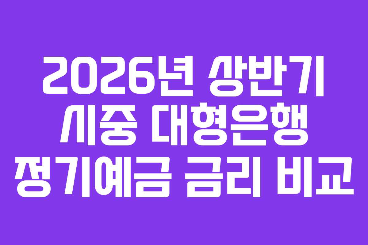 2026년 상반기 시중 대형은행 정기예금 금리 비교