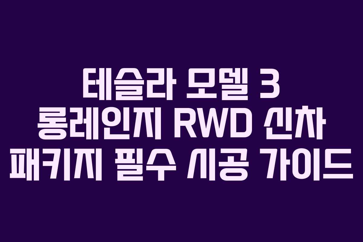 테슬라 모델 3 롱레인지 RWD 신차 패키지 필수 시공 가이드