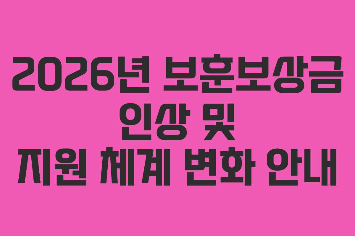 2026년 보훈보상금 인상 및 지원 체계 변화 안내