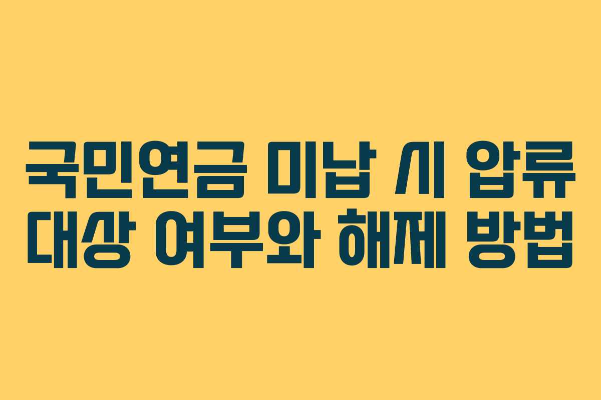 국민연금 미납 시 압류 대상 여부와 해제 방법
