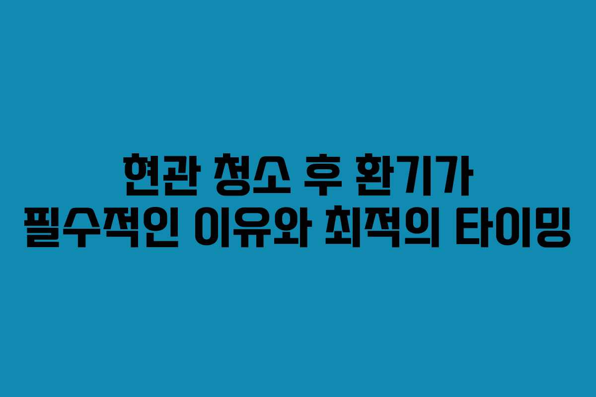 현관 청소 후 환기가 필수적인 이유와 최적의 타이밍
