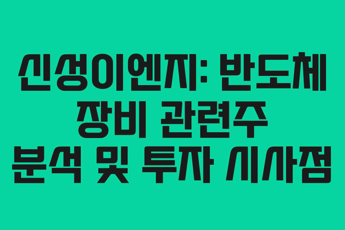 신성이엔지: 반도체 장비 관련주 분석 및 투자 시사점