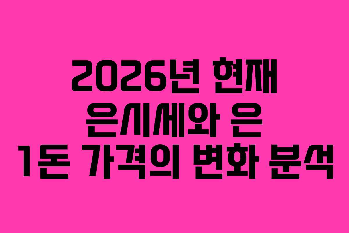 2026년 현재 은시세와 은 1돈 가격의 변화 분석