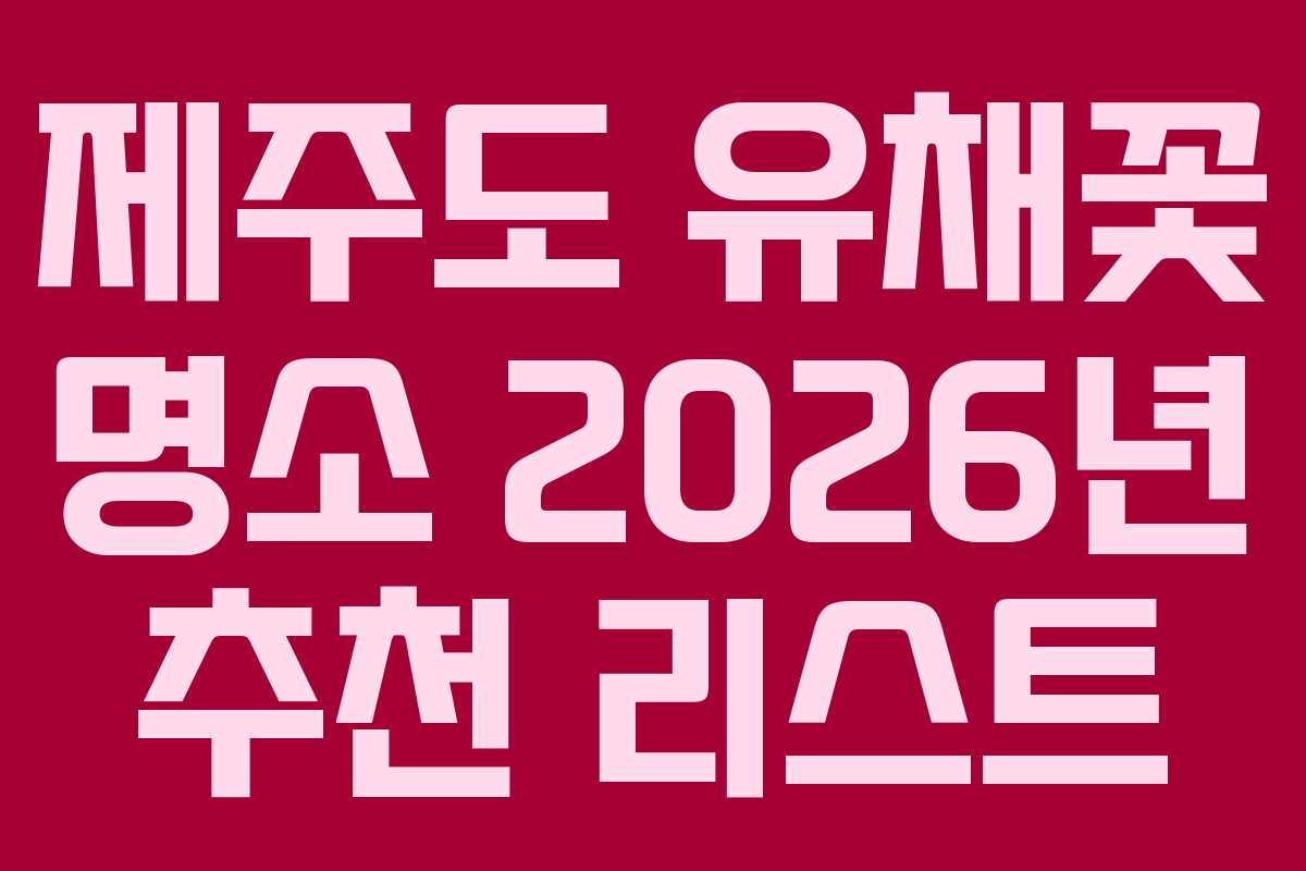 제주도 유채꽃 명소 2026년 추천 리스트
