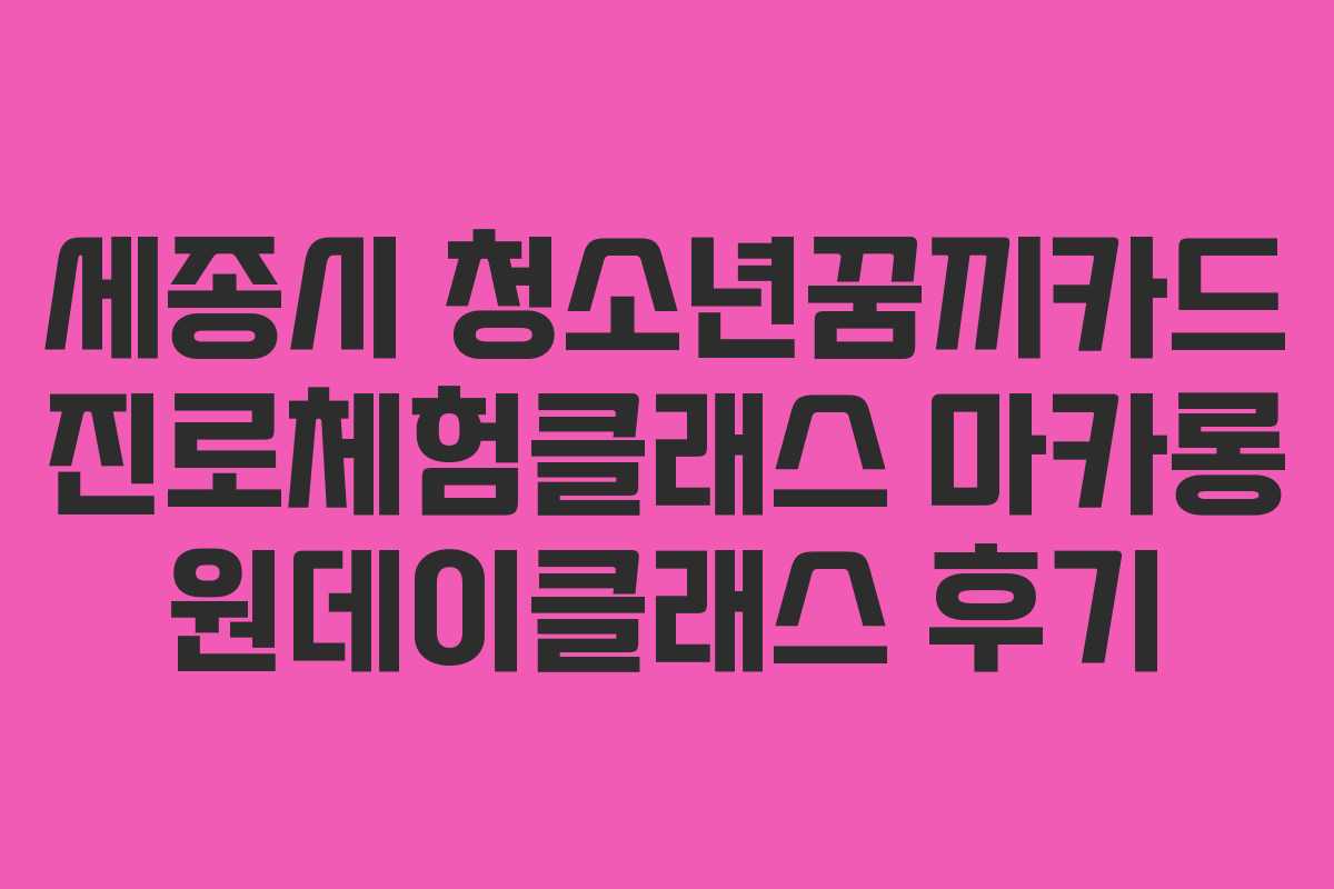 세종시 청소년꿈끼카드 진로체험클래스 마카롱 원데이클래스 후기