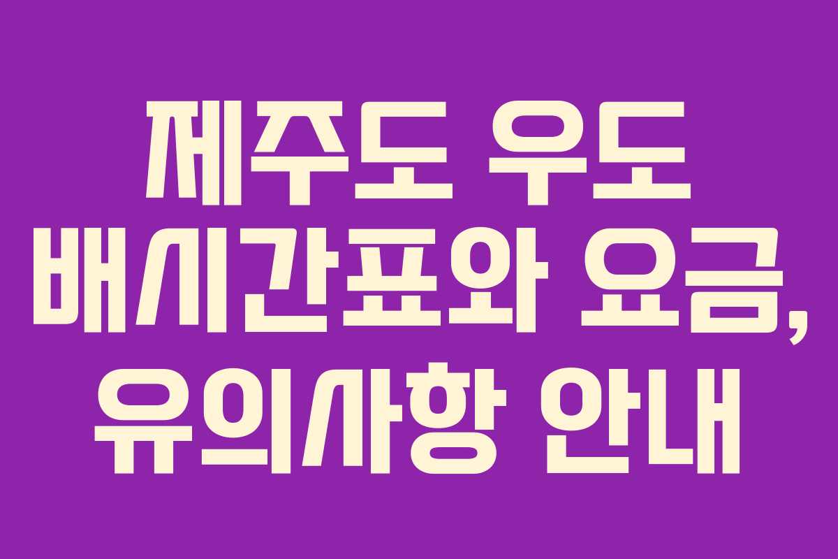 제주도 우도 배시간표와 요금, 유의사항 안내