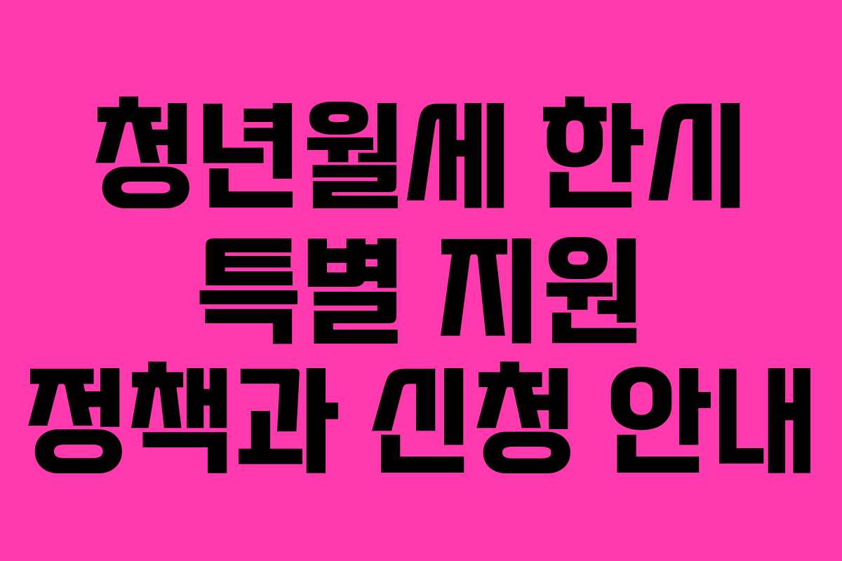 청년월세 한시 특별 지원 정책과 신청 안내