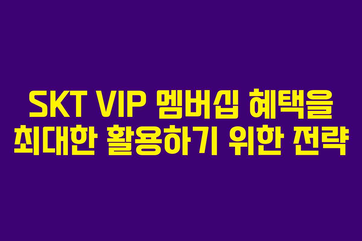 SKT VIP 멤버십 혜택을 최대한 활용하기 위한 전략