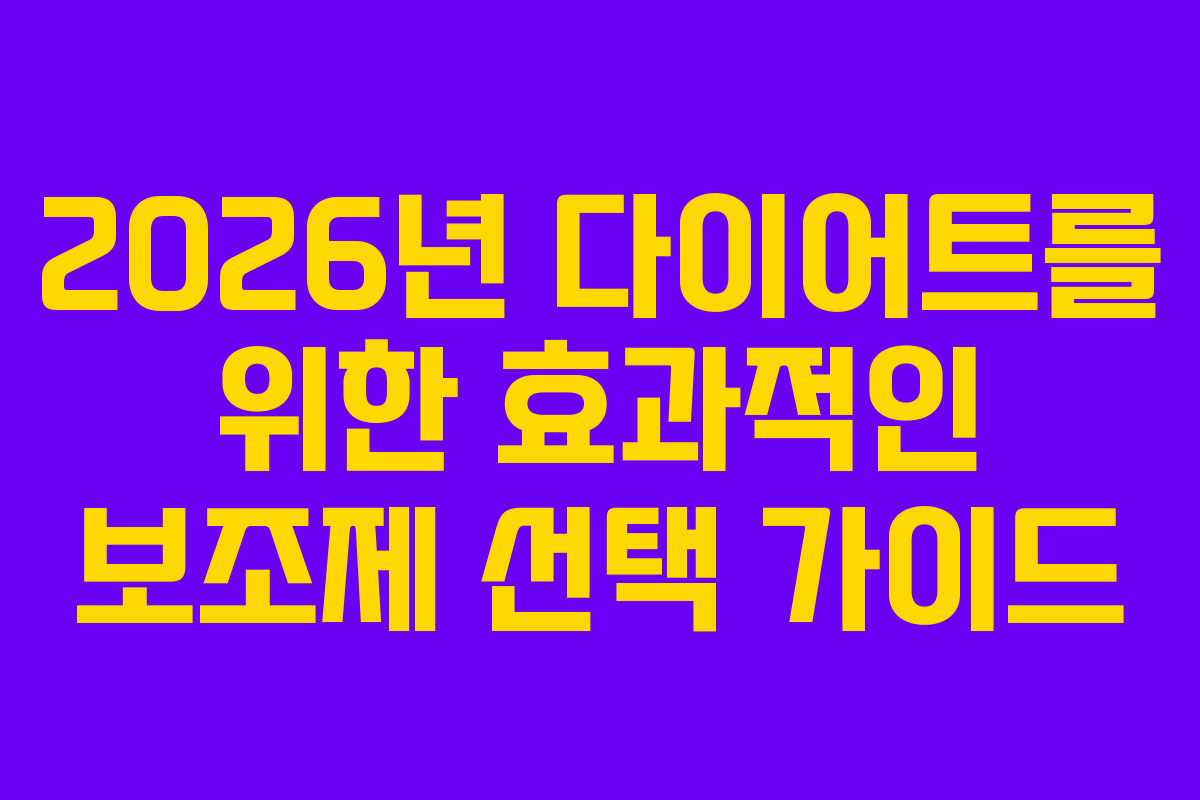 2026년 다이어트를 위한 효과적인 보조제 선택 가이드
