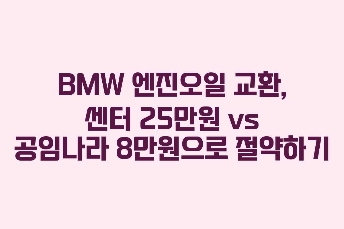 BMW 엔진오일 교환, 센터 25만원 vs 공임나라 8만원으로 절약하기