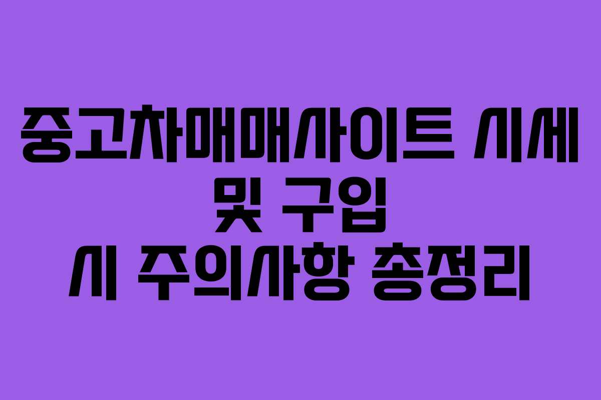 중고차매매사이트 시세 및 구입 시 주의사항 총정리