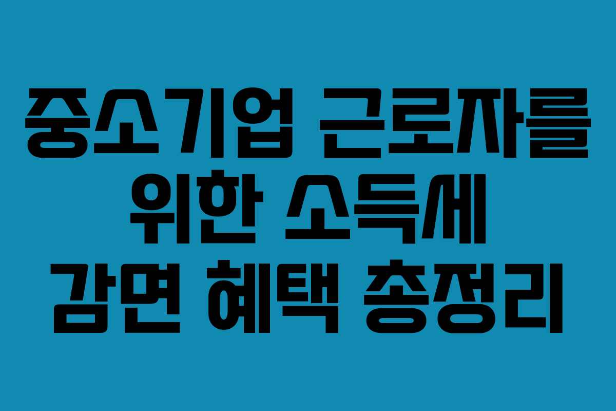 중소기업 근로자를 위한 소득세 감면 혜택 총정리
