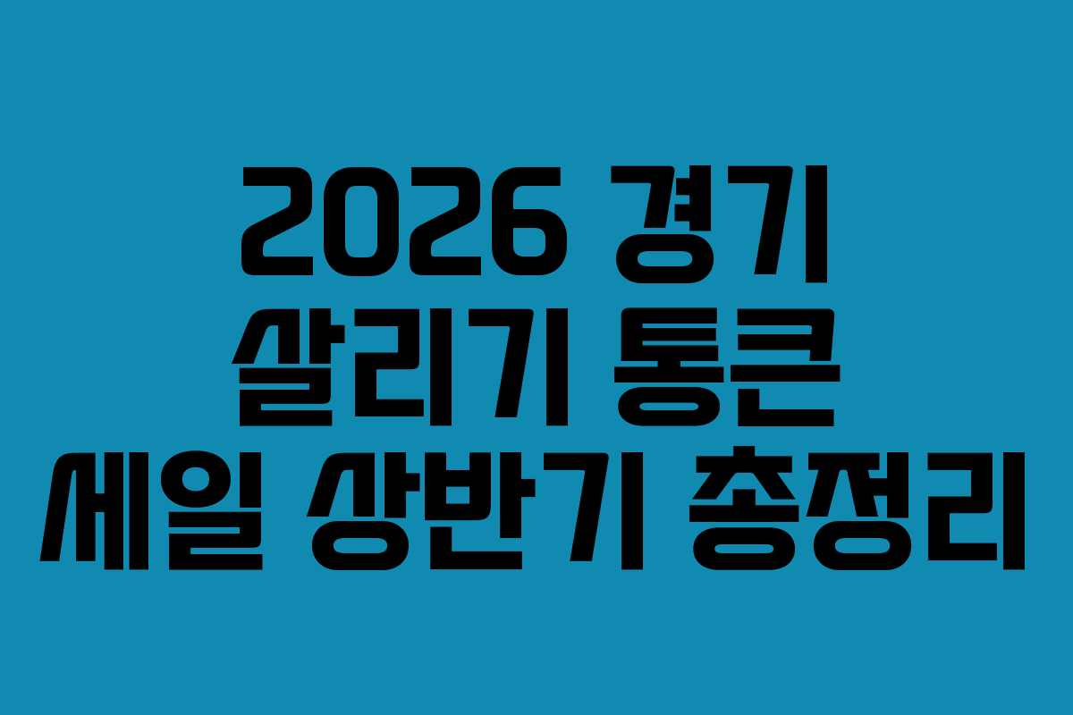 2026 경기 살리기 통큰 세일 상반기 총정리