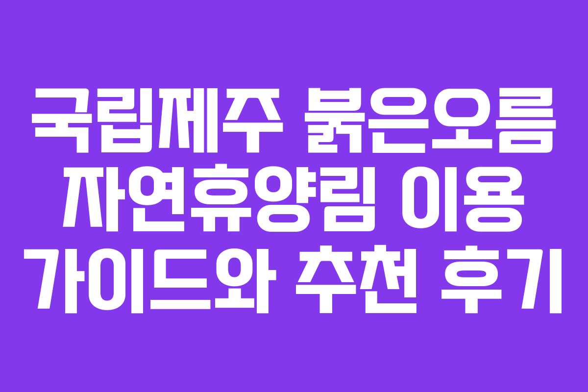 국립제주 붉은오름 자연휴양림 이용 가이드와 추천 후기