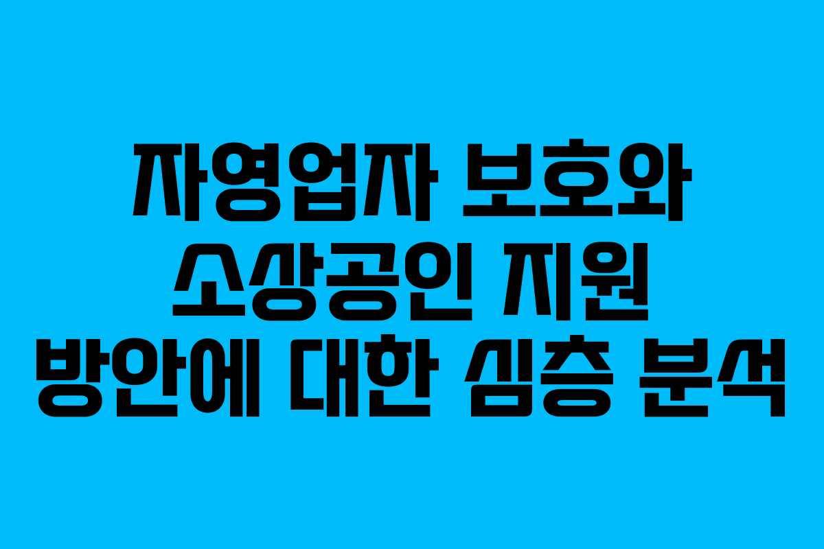 자영업자 보호와 소상공인 지원 방안에 대한 심층 분석