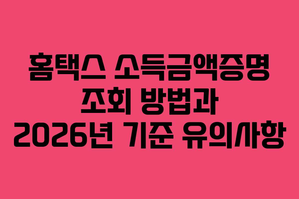 홈택스 소득금액증명 조회 방법과 2026년 기준 유의사항