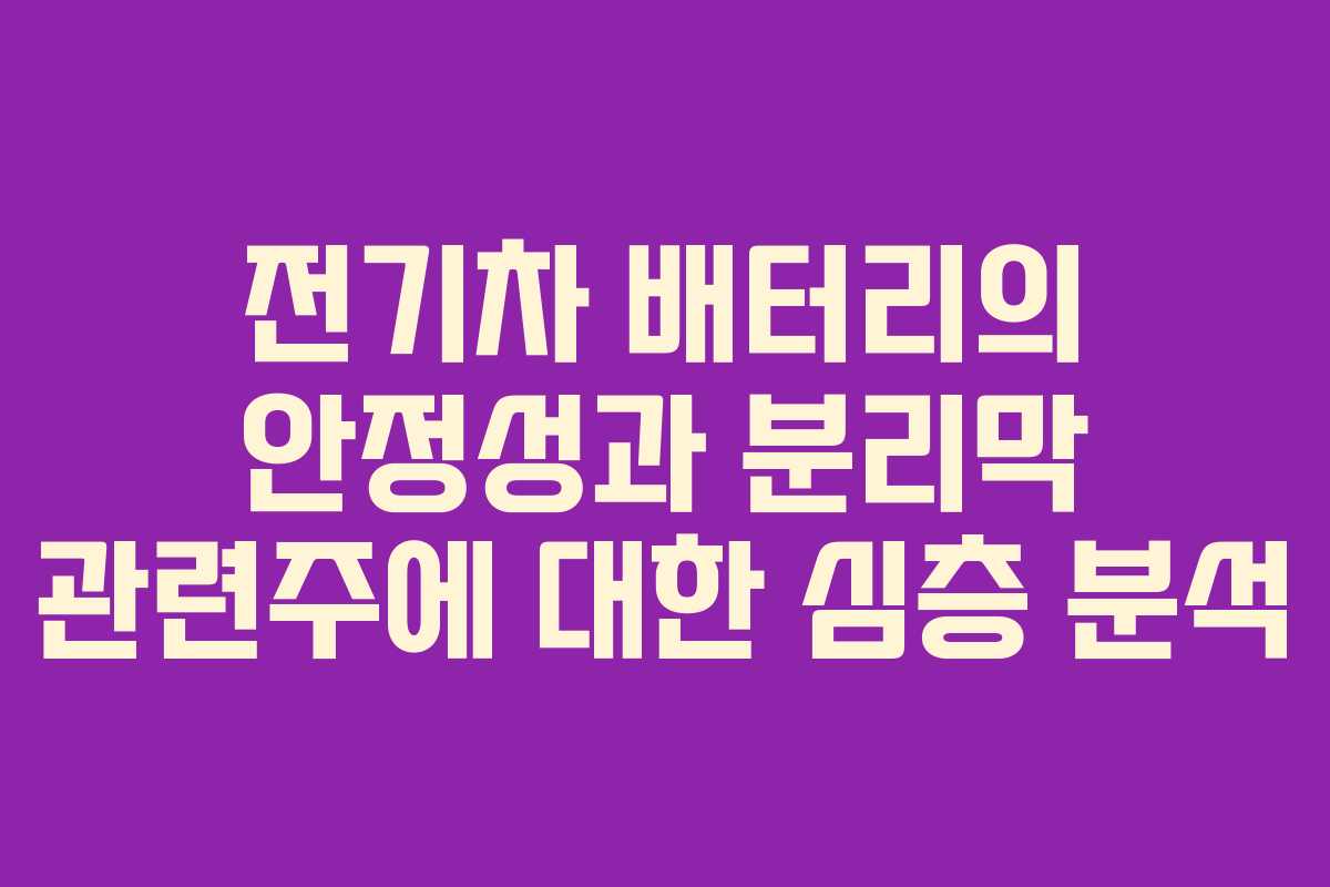 전기차 배터리의 안정성과 분리막 관련주에 대한 심층 분석