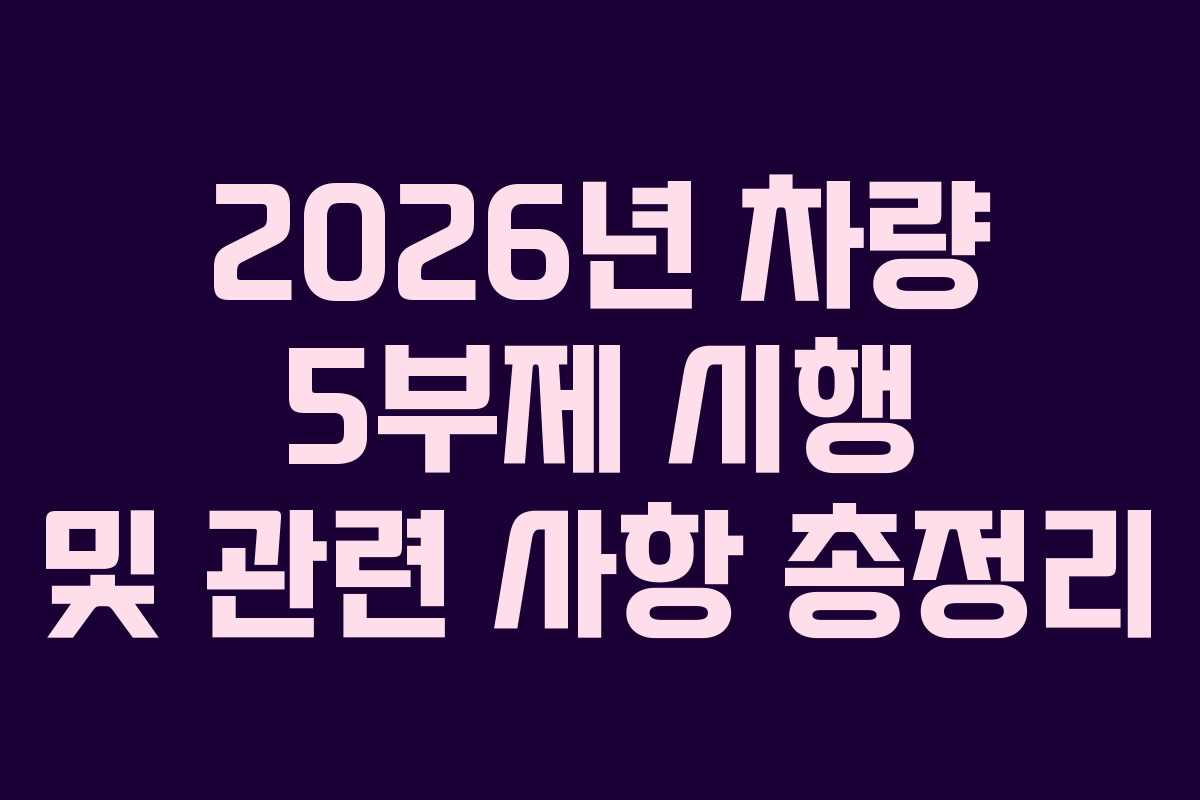 2026년 차량 5부제 시행 및 관련 사항 총정리
