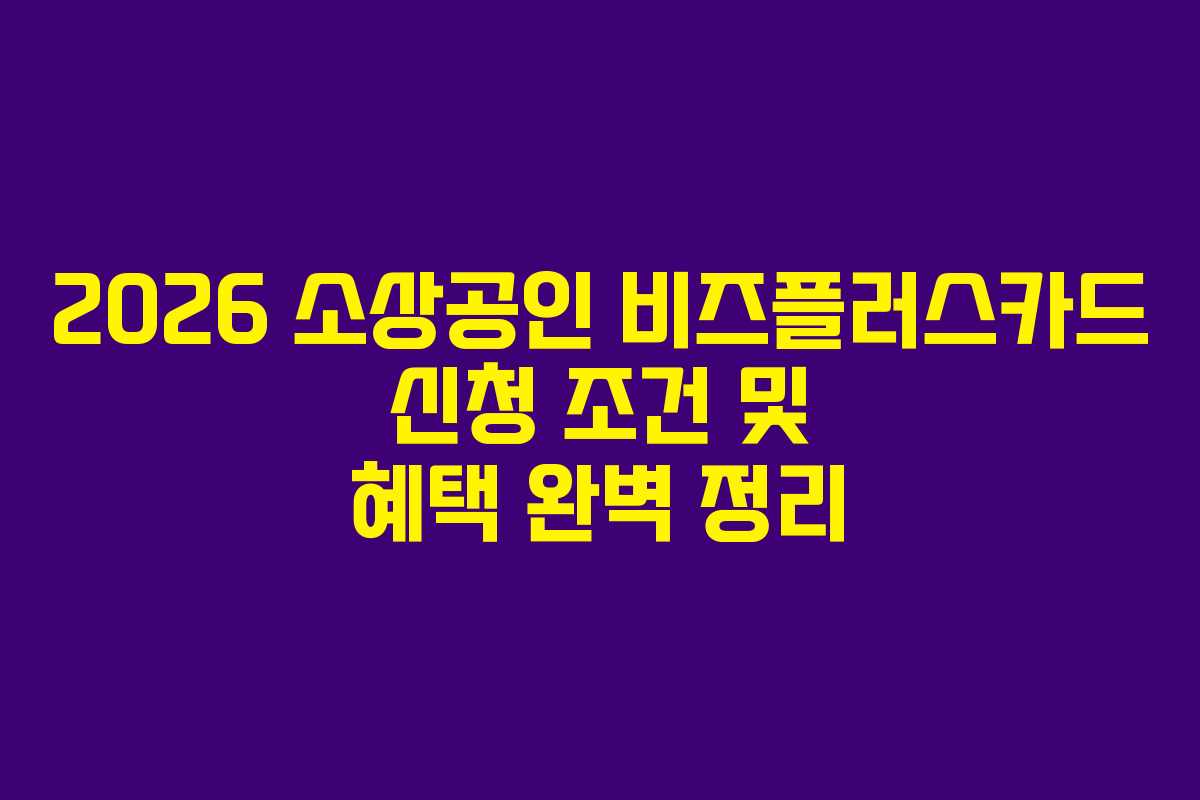 2026 소상공인 비즈플러스카드 신청 조건 및 혜택 완벽 정리