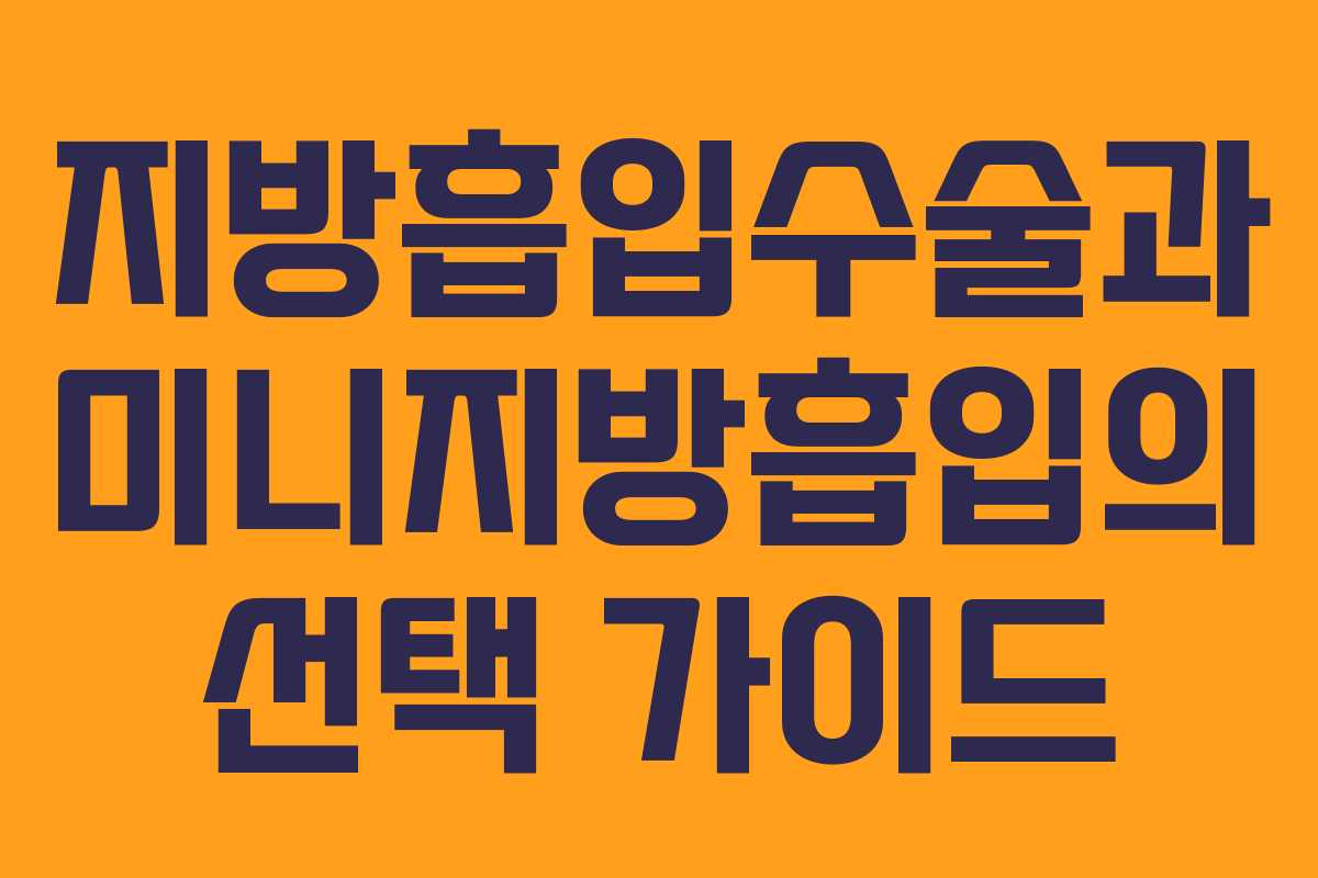 지방흡입수술과 미니지방흡입의 선택 가이드