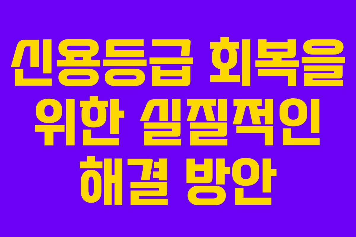 신용등급 회복을 위한 실질적인 해결 방안