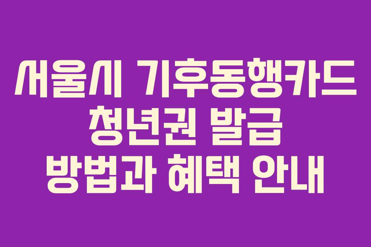 서울시 기후동행카드 청년권 발급 방법과 혜택 안내