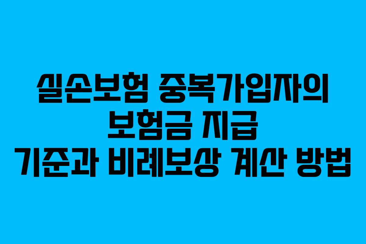 실손보험 중복가입자의 보험금 지급 기준과 비례보상 계산 방법