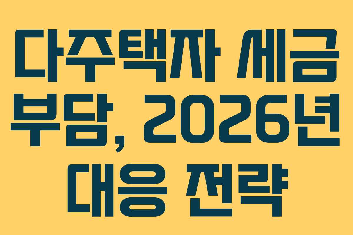 다주택자 세금 부담, 2026년 대응 전략