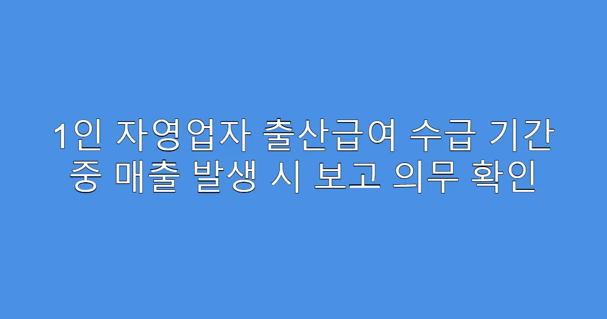 1인 자영업자 출산급여 수급 기간 중 매출 발생 시 보고 의무 확인