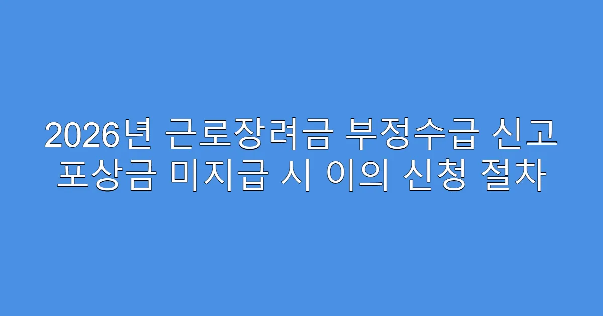 2026년 근로장려금 부정수급 신고 포상금 미지급 시 이의 신청 절차